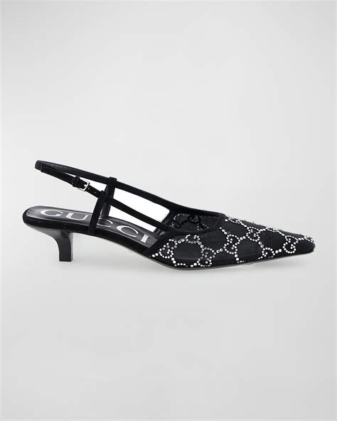 gucci crystal slingbacks pumps